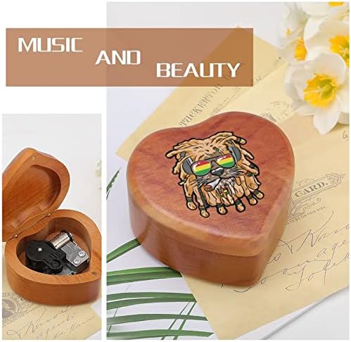 Музички кутија Раста лав срце, дрвени музички кутии Најдобар подарок за годишнината Божиќ роденден