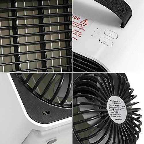 GTEST преносен мини климатик негативен јонски вентилатор овлажнувач, со LED светло, 3 брзина прилагодлив