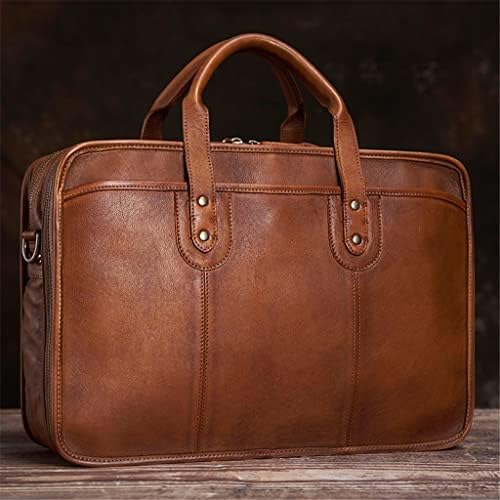ZSEDP чанти за чанти Гроздобер Човек чанта Торба за патувања рамо со рачно изработена оригинална кожа кафеава лаптоп бизнисв