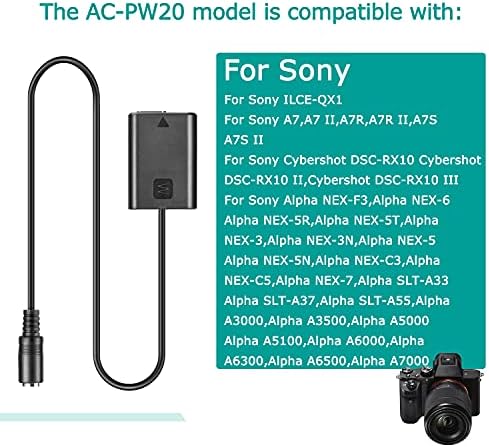 AC-PW20 USB кабел 5V-8.4V + NP-FW50 Couplers DC VG-C2EM зафат за Sony NEX3 NEX 5 7 SLT-A33 A55 SLT-A35 A7/7R A7II A6000 A3000 A3000