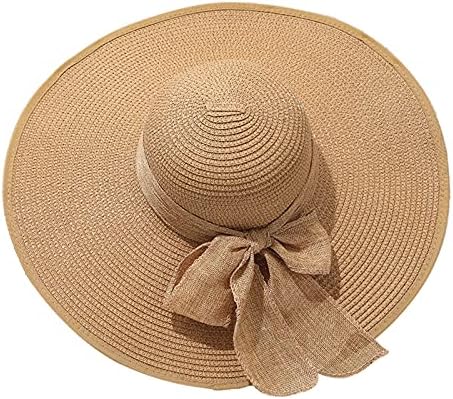 Женски сонце слама капа широко распространетост 50 лето сонце патување со преклопување на преклопување на флопи плажа капи за жени