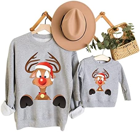 Diyago Долг ракав пуловер мама и јас, Божиќно семејство пуловер семејство постави смешни празнични маички за маички за појавување на маички