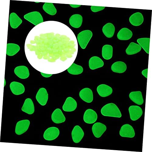 Абаодам 300 парчиња зелени светло-камења што емитуваат растенија Декор блескави камвариум Декоративен мал камен вештачки декоративи