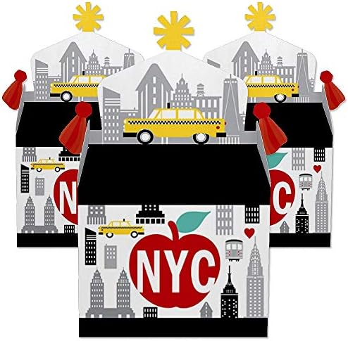 Голема точка на среќа Cityујорк Градски пејзаж - Однесувајте се кон партијата за забава - Кутии за забава во Newујорк Гуди Гејбл - сет од 12