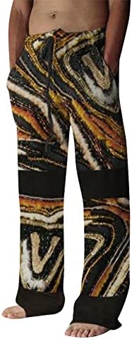 Мажите џемпери џогери панталони летни лесни панталони скелети печати еластични половини широки нозе пешачки панталони со џебови