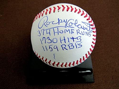 Роки Колавито 374 Домашни Трчања 1730 Хитови Индијанците Јенки Потпишаа Авто Бејзбол Јса - Автограмирани Бејзбол Топки