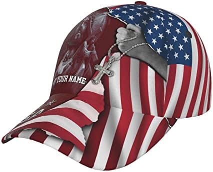 Американско знаме бејзбол капа, сопствено име/текст тато капа 3D печатење прилагодливи христијански капи за жени жени