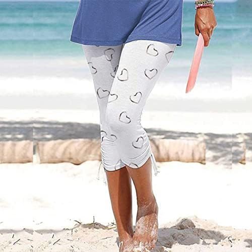 Женски Обични Панталони Со Висок Струк Модни Печатени Еластични Летни Пролетни Капри Панталони Врвки Удобни Меки Хеланки