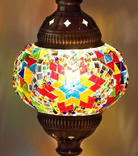 Мозаична ламба - Рачно изработена турска 4,5 Глобуси Мозаик Сконос ламба/wallидна светлина, зачудувачки марокански стил, мозаик
