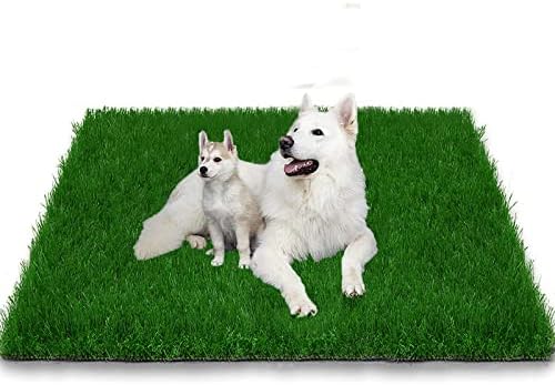 Трева подлога за кучиња 39,3 x 19,7 инчи, силна апсорпција мека и вистинска трева за домашни миленици тренинг, лесна за чистење лажна