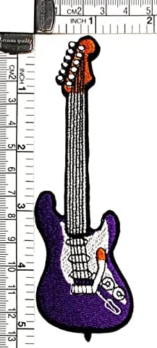Кленплус Гитара Виолетова Лепенка Електрична Гитара Цртани Налепници Занаети Уметност Поправка На Шиење Везено Железо На Шие На Лепенки