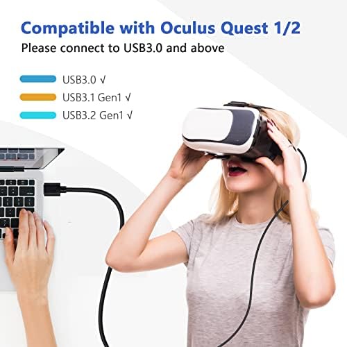 Кабел За Поврзување НА ГУЛАБИ 16ft Компатибилен Со Oculus/Мета Потрага 2/1 Додатоци VR Слушалки, Пренос На Податоци Со Голема Брзина И Брз Кабел