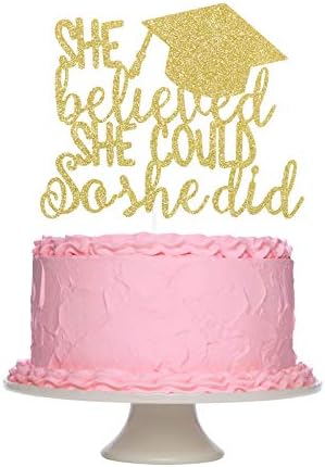 Таа Веруваше Дека Може, Па Направи Торта Топер Златен Сјај, Го Стори Тоа Торта Топпер За Девојчиња Дипломирање 2023 Торта Топер Украси