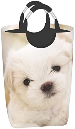 Слатко Малтешко Кученце 50л Квадратна Торба За Складирање Валкана Облека Што Може Да Се Преклопи/Со Рачка За Носење/Погодна За Патување За Складирање