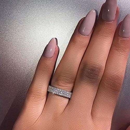 Ветувачки прстени за жени модна двојка прстен три реда симулирани дијамантски прстени женски венчален бенд прстен прстен за венчавки