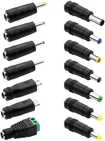 SHNITPWR AC/DC Power Connector Universal 14pcs Female DC Power Adapter Plug Kit with 5.5x2.1mm, 5.0x2.5mm, 6.3x3.0mm, 4.0x1.7mm,