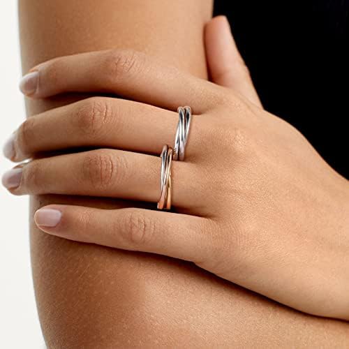 Burei Gold Fidget Анксиозно прстени за жени изолирани од анксиозно олеснување на анксиозноста, тројно испреплетено тркалање прстени