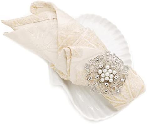 N/A 10 парчиња легура дијамантска шуплива цветна форма сребрена салфетка копче крпа со бисери со бисери