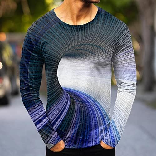 XXBR 2022 Нови маички со долги ракави за мажи, Fall Street 3D дигитална графичка екипа за печатење на вратот на вратот на вратот на вратот на