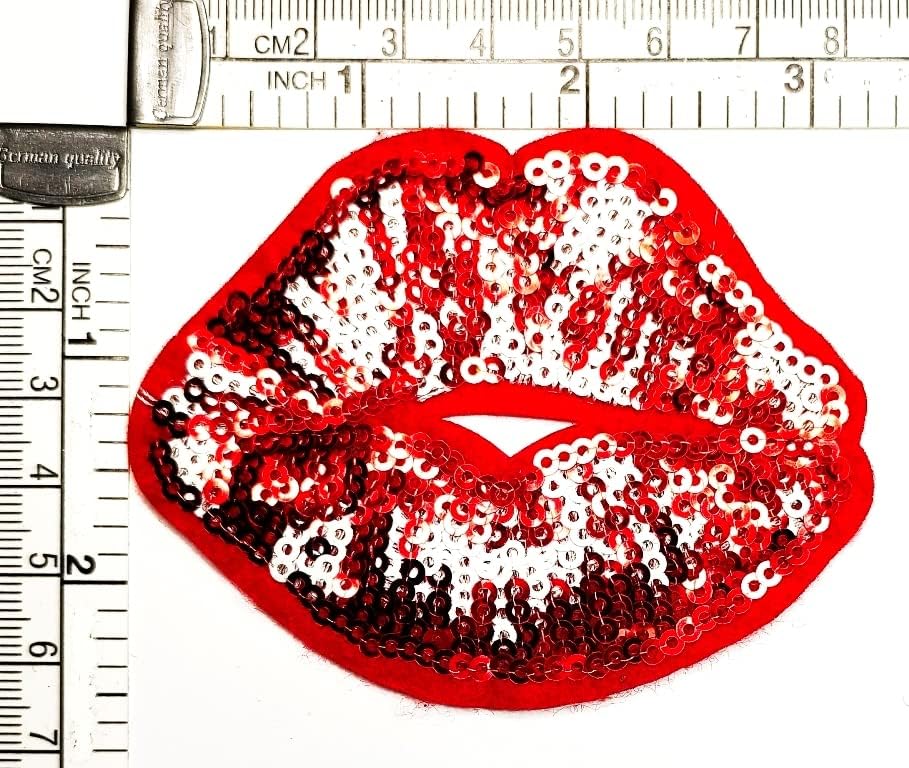 Кленплус Светки Црвена Уста Шие Железо На Везени Закрпи Усни Секси Дама Жените Ме Бакнуваат Цртан Филм Мода Налепница Занает Проекти Додаток