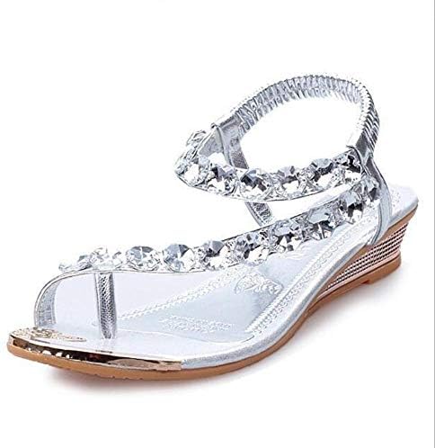 Женски сребрен ринестон се лизга на сандали