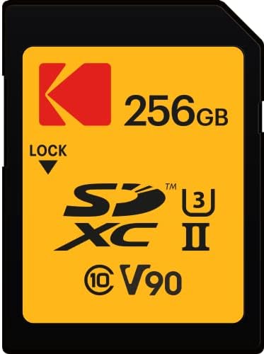 Кодак SDXC 256gb UHS-II U3 V90 Ултра Про Мемориска Картичка - До 300mb/S Брзина На Читање И 270mb / S Брзина На Пишување