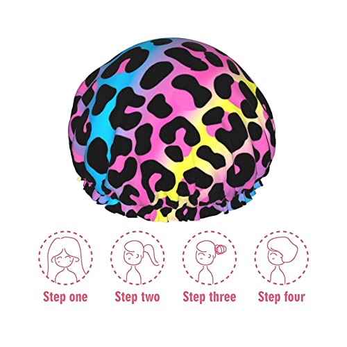 Леопард печати гепард капа за туширање на кожата за животни за жени кои можат да се користат двојни слоеви водоотпорен заштитник за коса за туширање Пева наредена ?