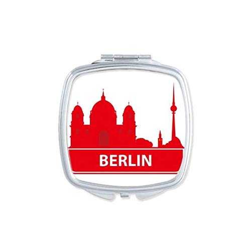 Берлин Германија Црвена Знаменитост Шема Огледало Пренослив Компактен Џеб Шминка Двострано Стакло