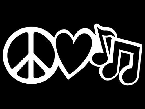 Мировна Loveубов музика Винил Декларална налепница | Автомобили камиони Ванс wallsидови лаптопи чаши | Бело | 7,5 x 3,4 инчи | KCD1618
