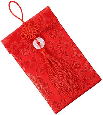 Нуобести Свилени Црвени Пликови Пликови Со Картички Хонгбао Торби За Завиткување Подароци Среќни Џебови За Пари За Нова Година Роденден Свадба Божиќ