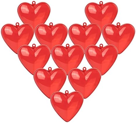 ИСКИБОБЕТ СЕТ од 12 црвени украси за полнење топка, loveубов во форма на срце Божиќ, виси приврзоци 8 см / 3.1in Декоративни