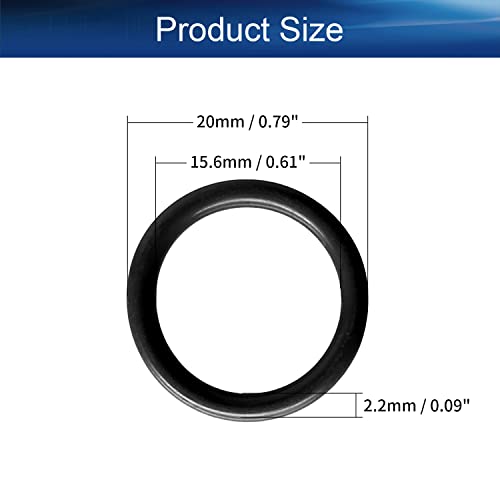 Беттомшин 10 парчиња нитрилна гума О-прстени, 20мм ОД 15,6мм ID 2,2 мм ширина, метричка буна-нитрилна запечатување запечатување