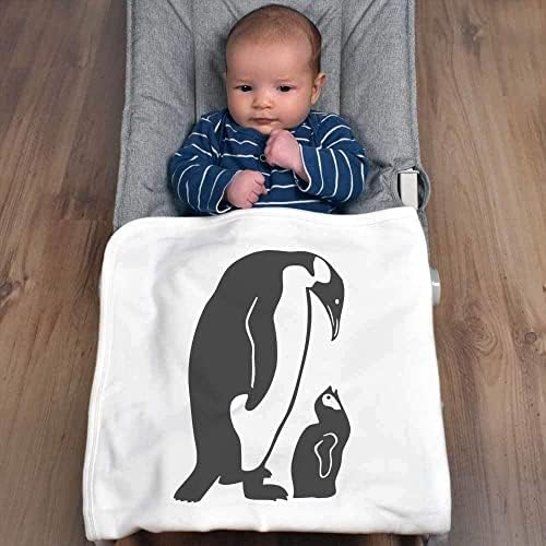 Azeeda 'Penguin Mother & Chick' Памучно бебе ќебе / шал