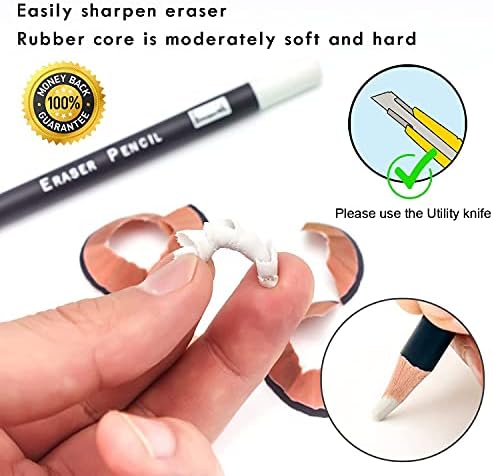 Поставете професионални моливчиња за еразари - Brusarth 3PC Бришење мали детали или додајте ги нагласувањата за скицирање моливи, обоени