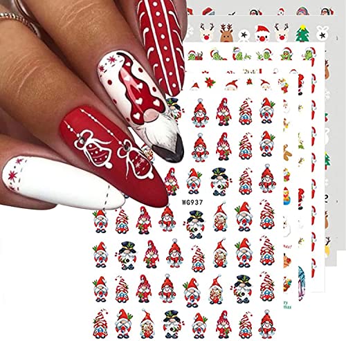 Божиќни налепници за уметност на ноктите 3Д Божиќни декорации за нокти Божиќ Дрво Дедо Клаус Гринч нокти