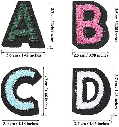 Ironелезо на букви закрпи за азбуки Апликации закрпи разнобојно а-z буква шивајте на апликации извезени лепенка за капи, јакни, кошули и фармерки