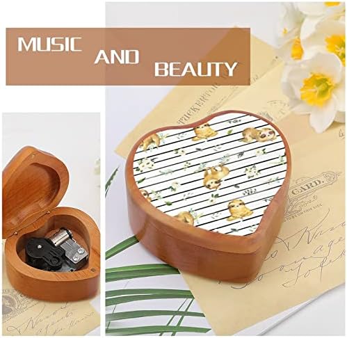 Акварел мрзливите часовници музички кутии гроздобер дрвени музички кутии во облик на срцеви кутии подароци