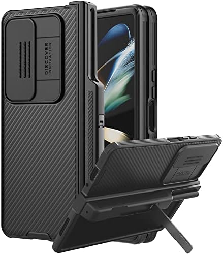 За Samsung Galaxy Z Пати 4 Случај со Kickstand &засилувач; Слајд Капакот На Камерата, Заштита Шарка Со S Пенкало Држач 360° Сите Инклузивно