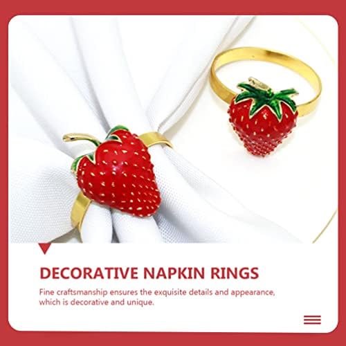 Luxshiny Хаваи украс 2 парчиња овошни салфетки прстени јагода салфетка држач за салфетка тока сервис држач за овошје тема роденденска