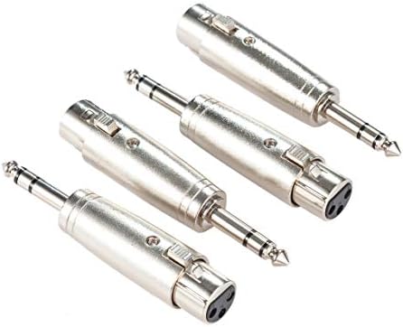 XLR до 1/4 адаптер, Ancable 4-Pack XLR женски до 6,35 mm TRS машки конвертор, избалансиран менувач на полот на аудио