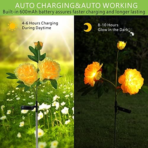 Kinbrace соларни цветни светла, надворешно IP65 водоотпорни декоративни светла со посветли, пореални цвеќиња и поголеми соларни