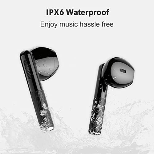 Feans Вистински безжични ушни уши, Bluetooth 5.3 Слушалки за откажување на бучава со микрофон, водоотпорни стерео слушалки за контрола на допир