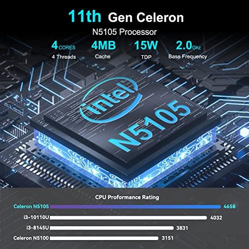 Интел НУК 11 Мини КОМПЈУТЕР Со Четири-Јадро Celeron N5105, Разноврсна МИНИ Компјутери 8GB DDR4 RAM меморија &засилувач; 256GB SSD-Поддршка