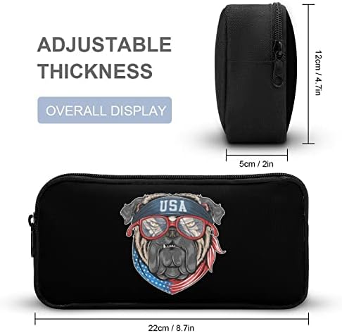 Bull Dog America Flag Mangil Case yho Голема кутија за моливчиња за шминка торбичка торбичка за канцелариски организатор на организатор на организатор