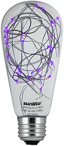 Sunlite 81188 ST64 Едисон сијалица, LED самовила во внатрешноста, 1,5 вати, средна база, неподвижна, забавна декорација, осветлување на одмор,