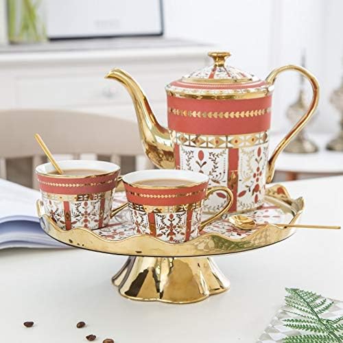 PDGJG керамички кафе и саксии постави појадок млеко чај чаши со ротирачки сад за пијалоци 8 парчиња еко-пријателски свадбени подароци
