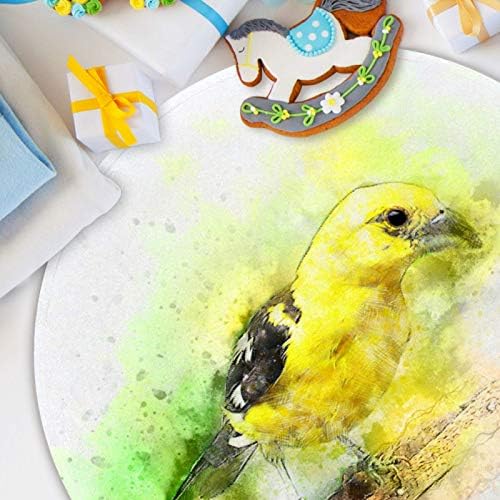 Heoeh Yellow Bird Art, сликарство, Nonlip Doormat 15,7 Тркалезна област килими теписи за деца спална соба бебешка соба игра Расадник
