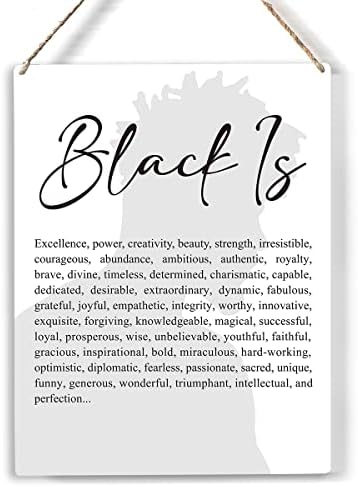 Црното е извонредност дрво знак Афроамериканец дрвени знаци Рустикална висина плакета домашна канцеларија wallидна уметност 8 x