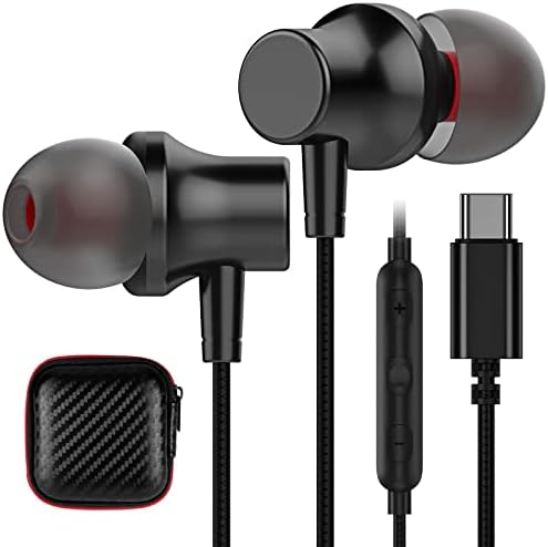 USB C слушалки, Cooya USB тип C слушалки жични ушни уши Магнетски бас бучава Откажување на слушалките за уво со микрофон за iPad 10 Samsung