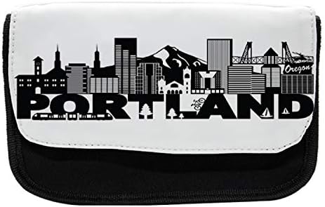 Зачудувачки случај со молив во Портланд, обележја во државата Орегон, торба со молив со ткаенини со двоен патент, 8,5 x 5,5, црно -бело